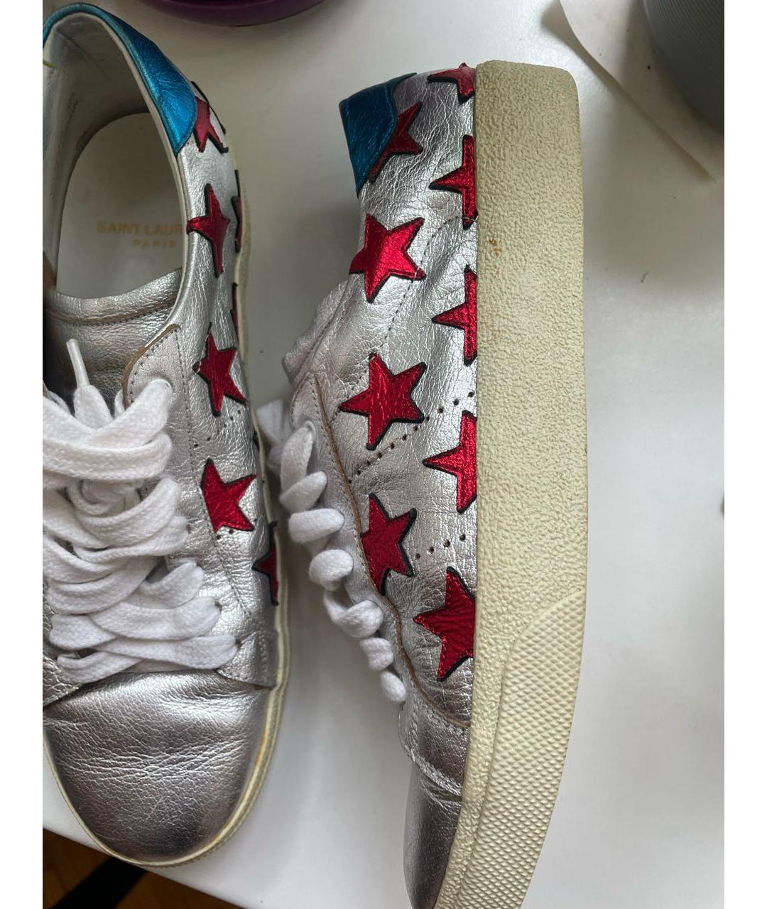 SAINT LAURENT Серебряные кожаные кеды, фото 7