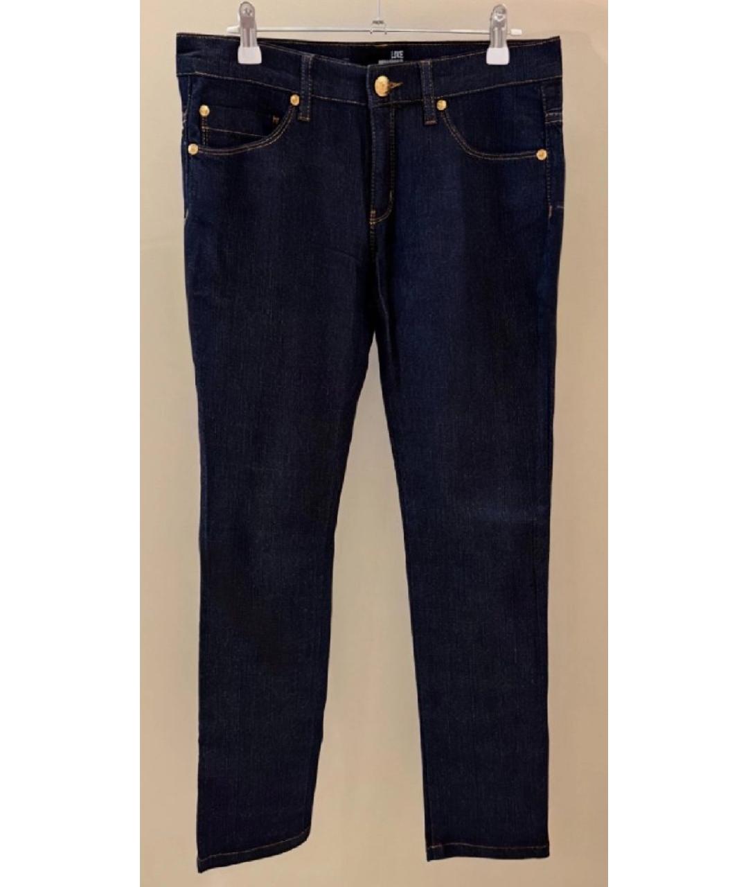 LOVE MOSCHINO Темно-синие хлопко-эластановые прямые джинсы, фото 5