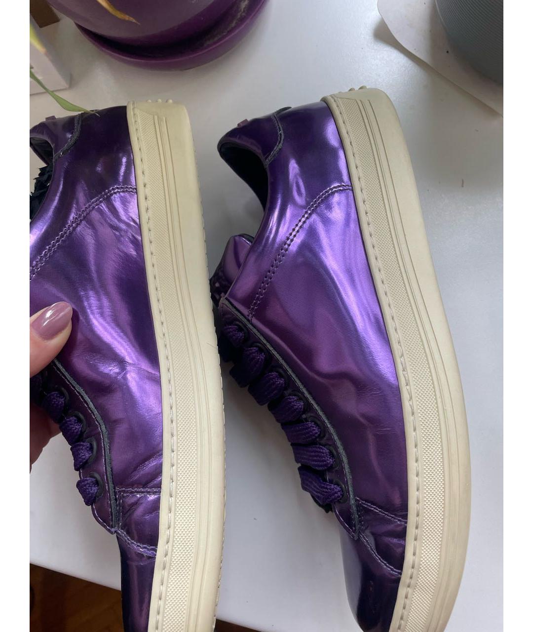 TOM FORD Фиолетовые кеды из лакированной кожи, фото 6