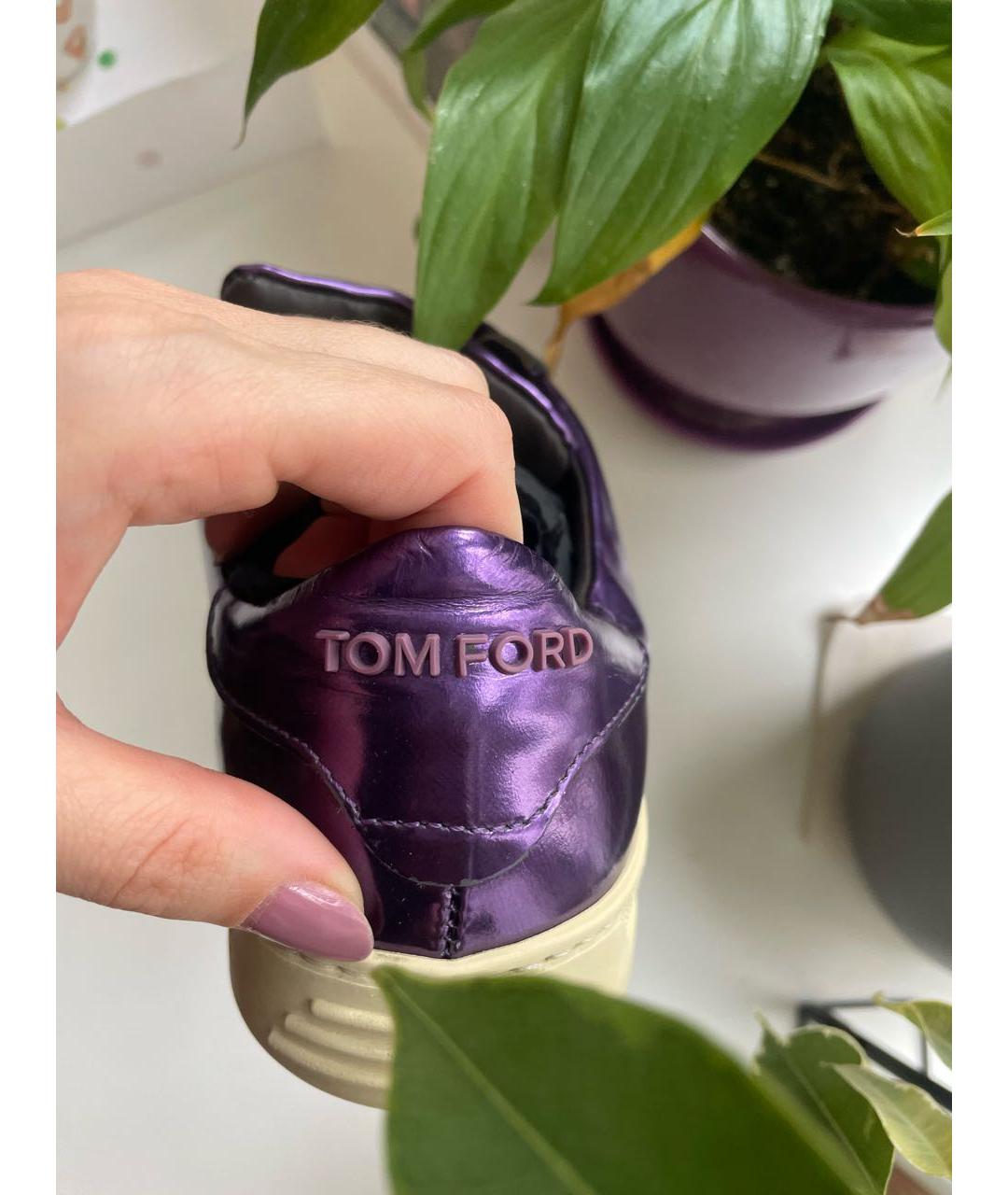 TOM FORD Фиолетовые кеды из лакированной кожи, фото 3