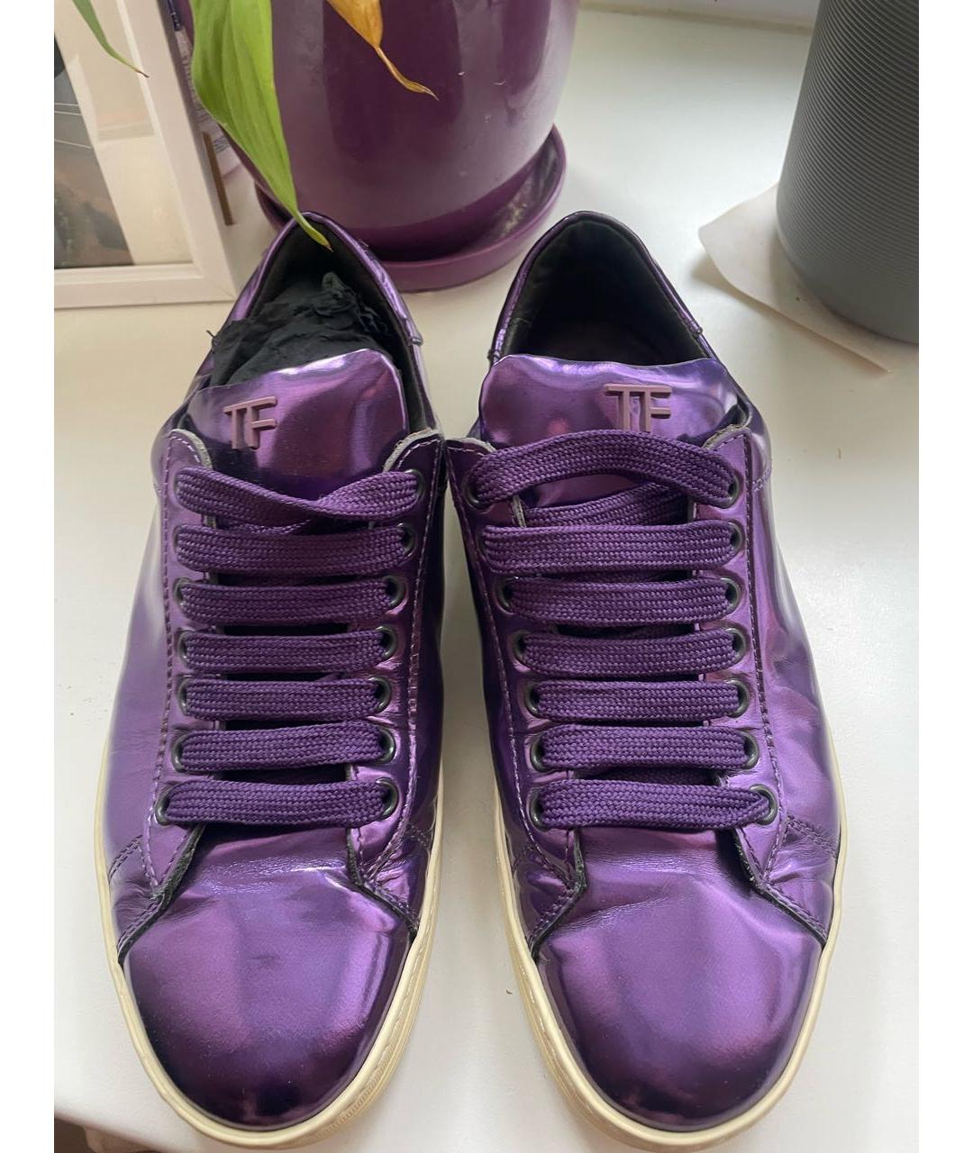 TOM FORD Фиолетовые кеды из лакированной кожи, фото 2
