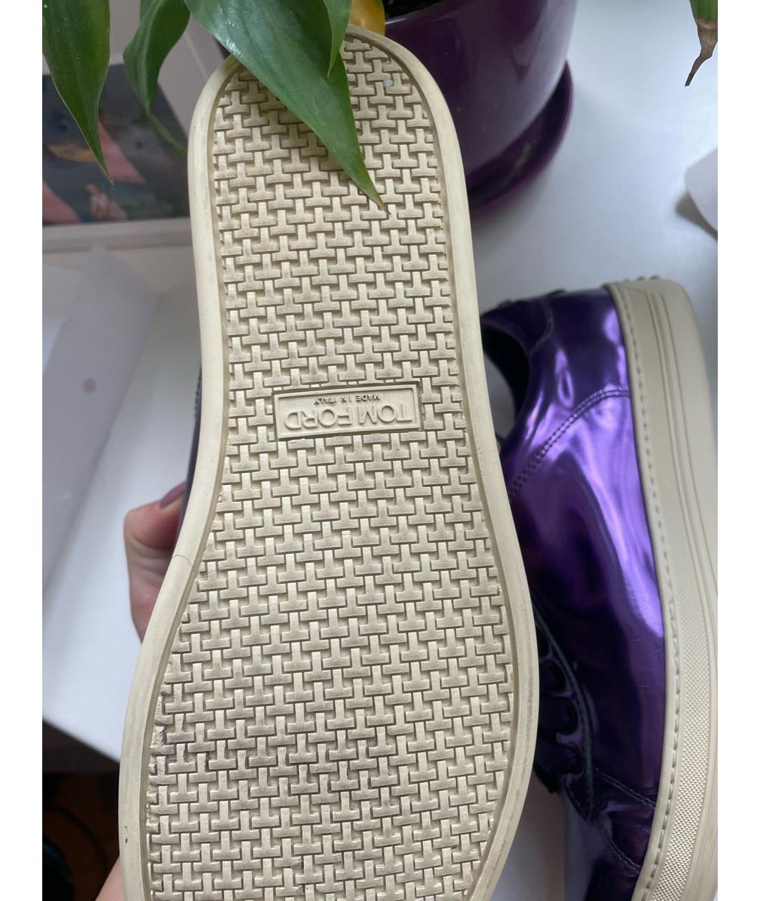 TOM FORD Фиолетовые кеды из лакированной кожи, фото 4