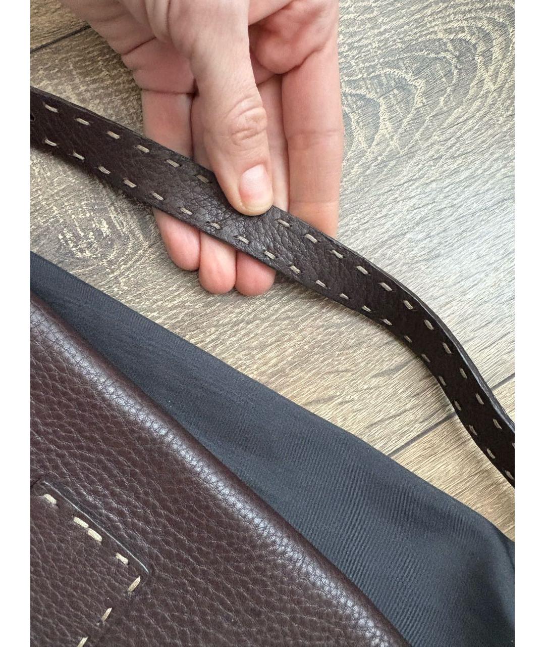 FENDI Коричневая кожаная сумка через плечо, фото 6