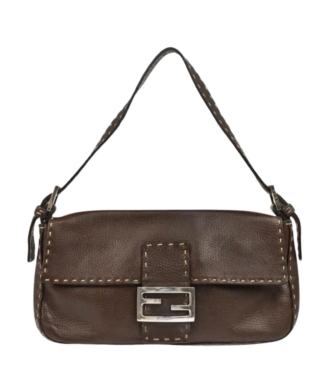 FENDI Коричневая кожаная сумка через плечо, фото 1