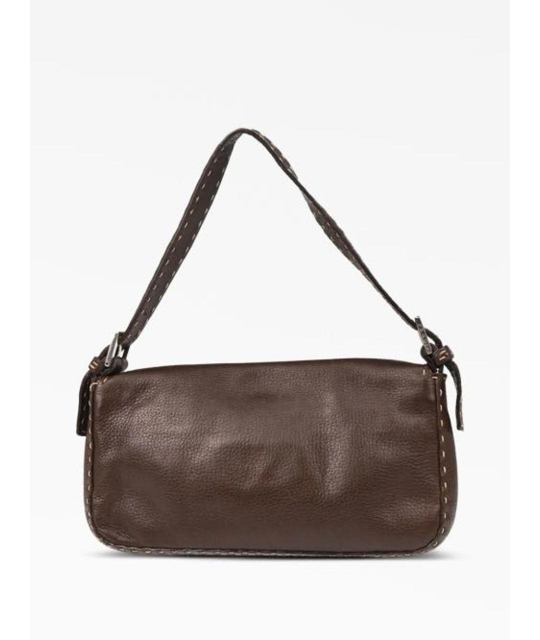 FENDI Коричневая кожаная сумка через плечо, фото 3