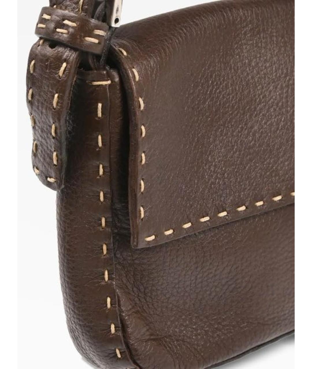 FENDI Коричневая кожаная сумка через плечо, фото 2
