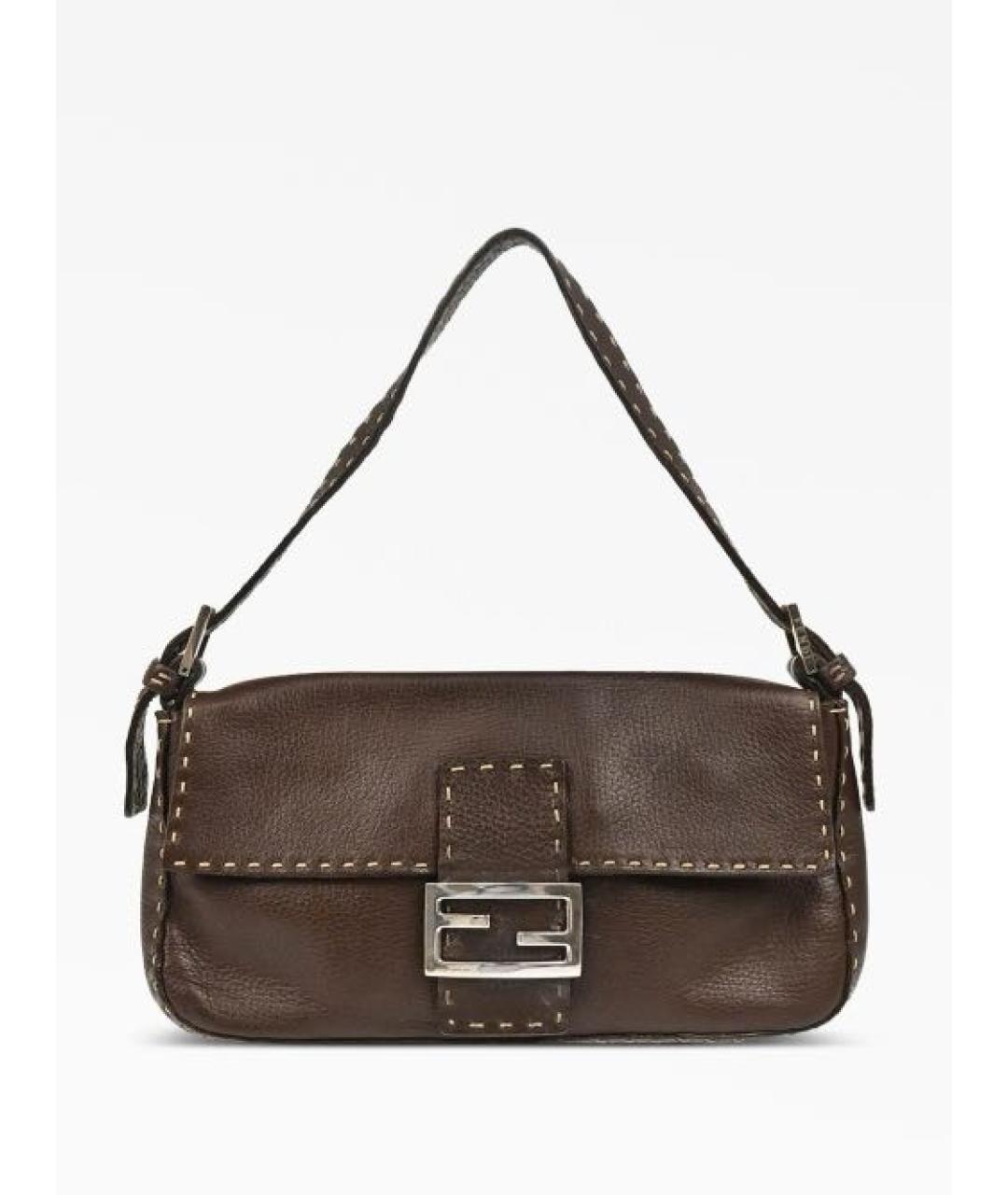 FENDI Коричневая кожаная сумка через плечо, фото 8