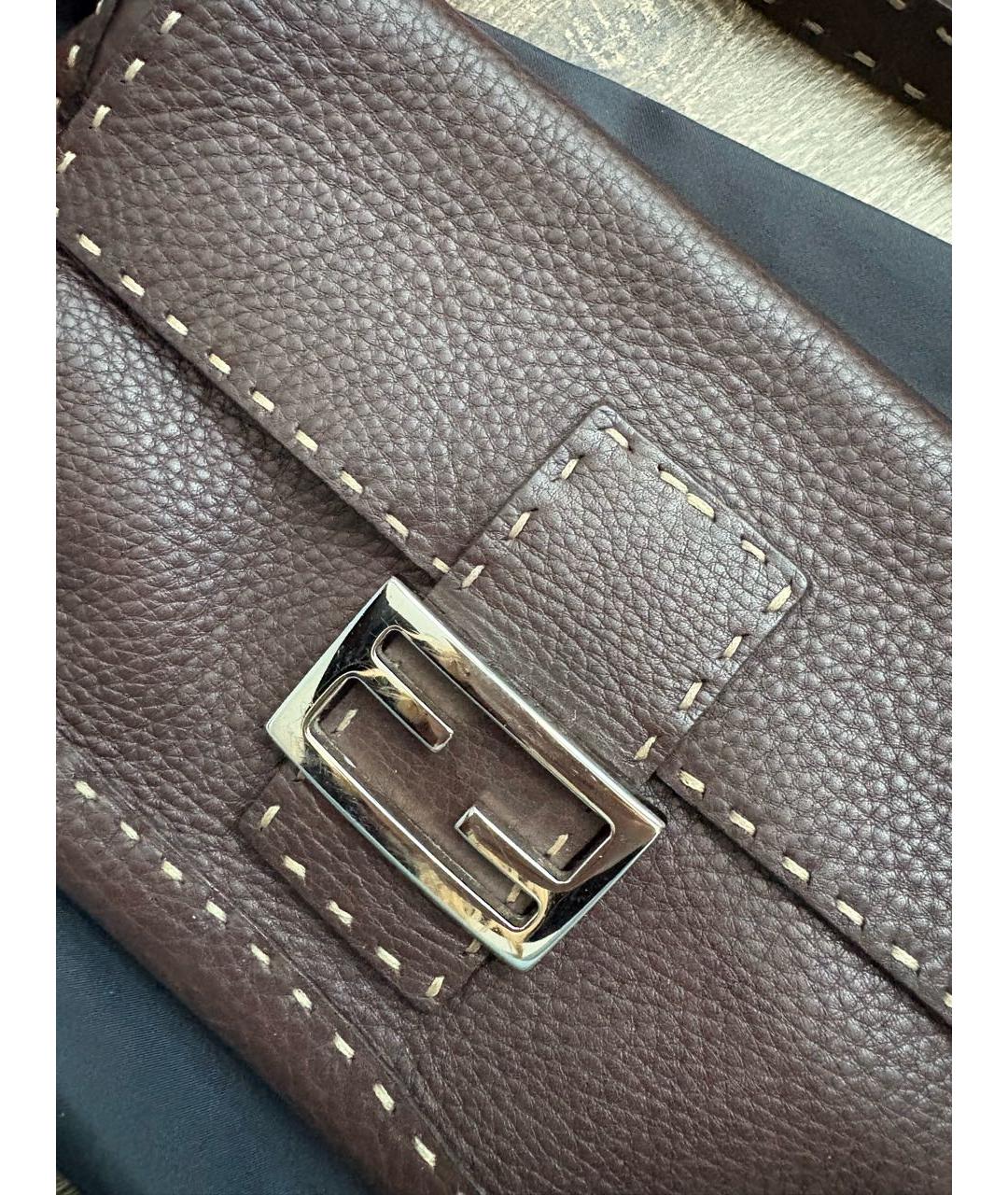 FENDI Коричневая кожаная сумка через плечо, фото 7