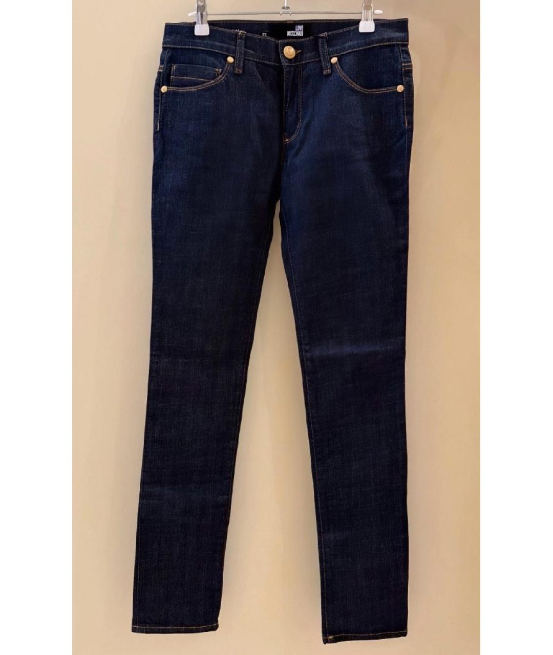 LOVE MOSCHINO Темно-синие хлопко-эластановые прямые джинсы, фото 6