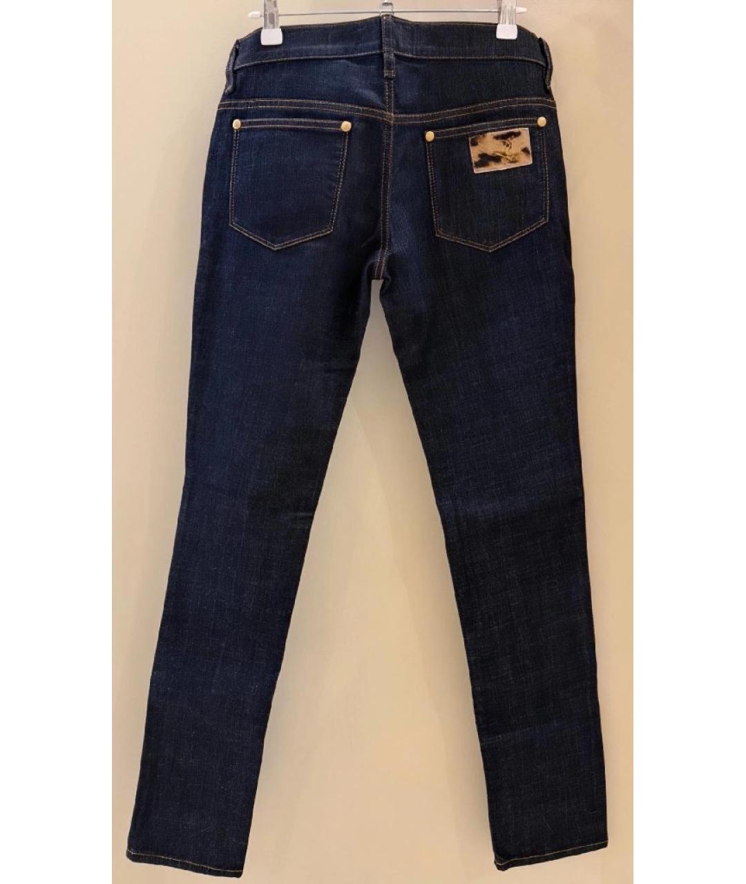 LOVE MOSCHINO Темно-синие хлопко-эластановые прямые джинсы, фото 2