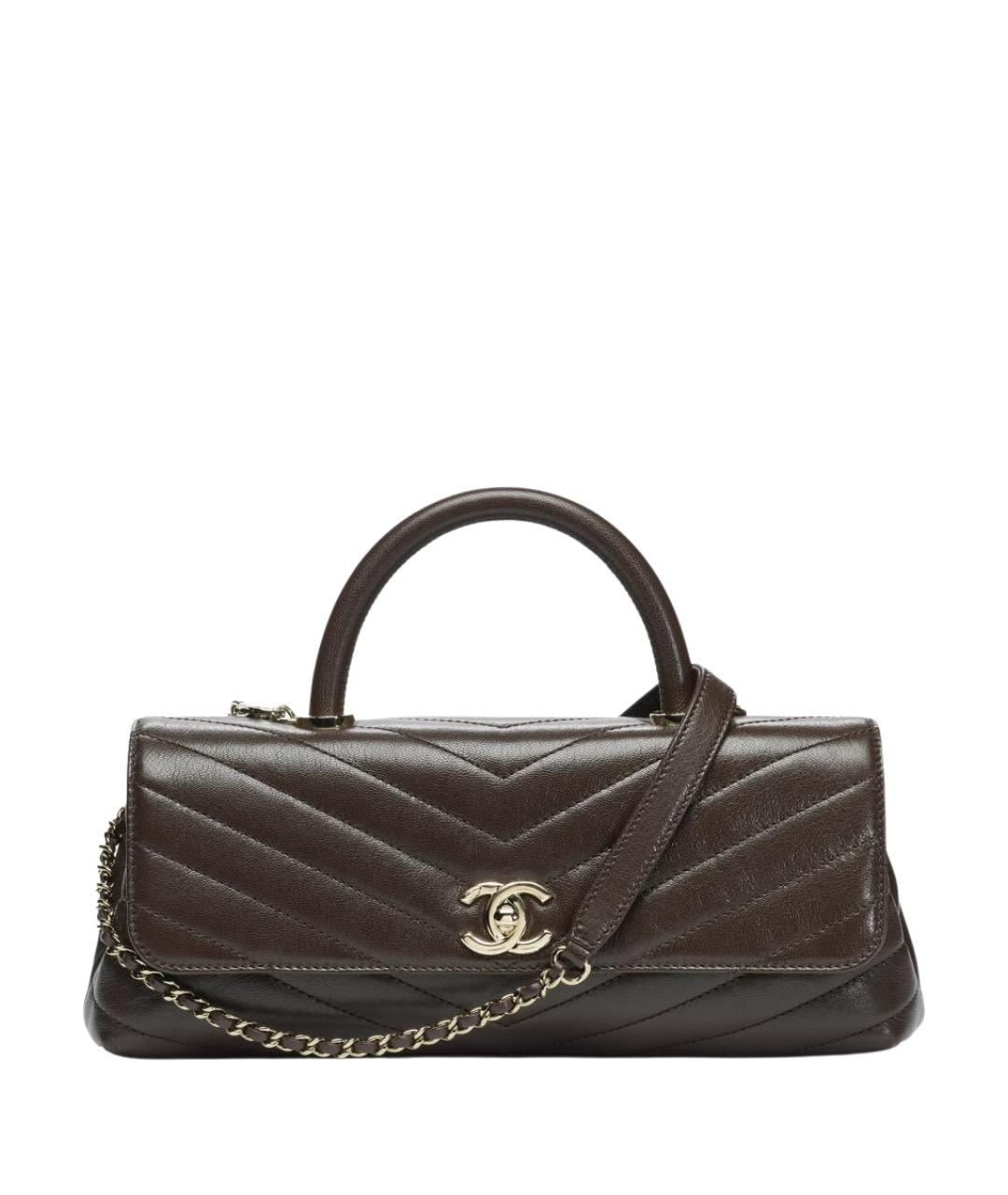 CHANEL Коричневая кожаная сумка через плечо, фото 1