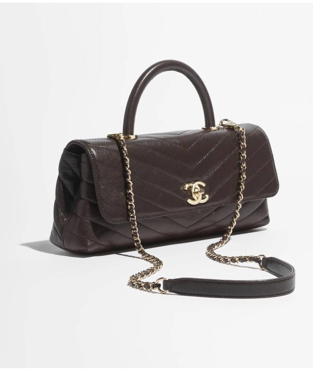 CHANEL Коричневая кожаная сумка через плечо, фото 2