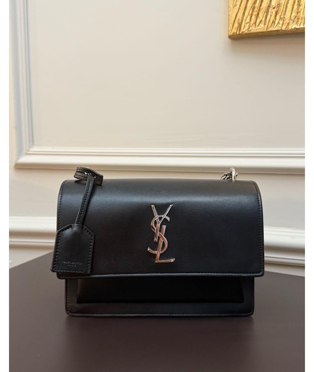 SAINT LAURENT Черная кожаная сумка через плечо, фото 8
