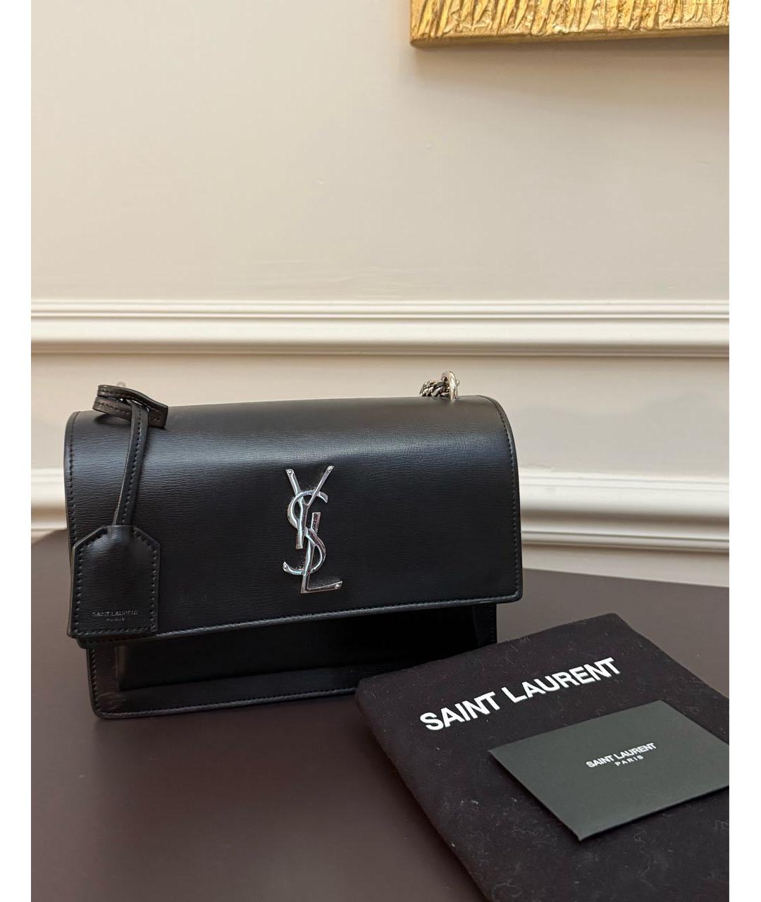 SAINT LAURENT Черная кожаная сумка через плечо, фото 6