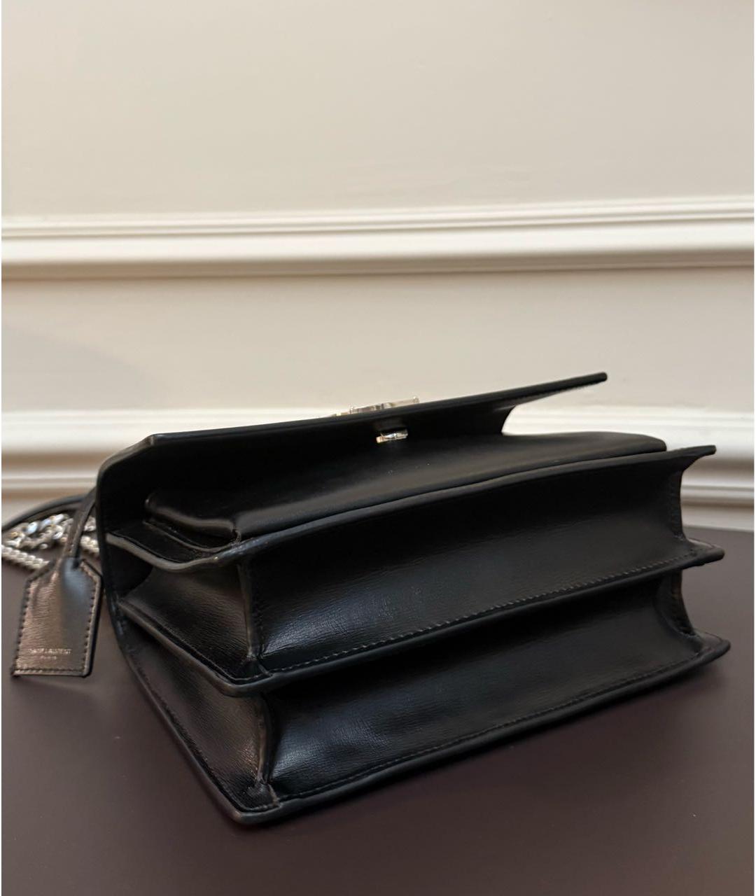 SAINT LAURENT Черная кожаная сумка через плечо, фото 5