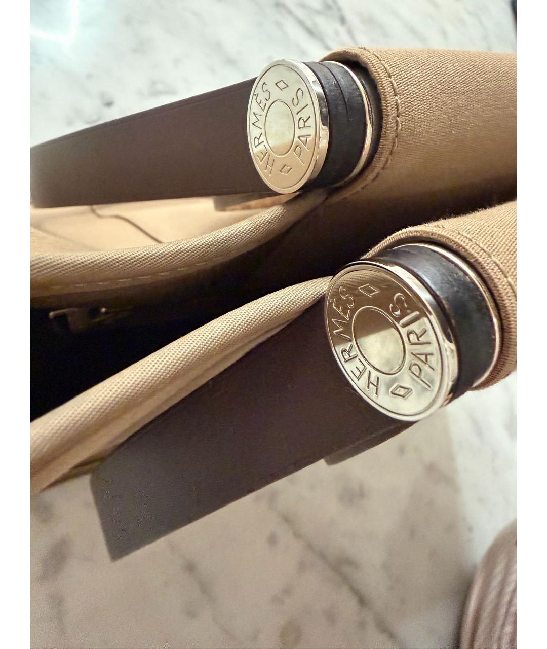 HERMES Коричневая тканевая сумка тоут, фото 4