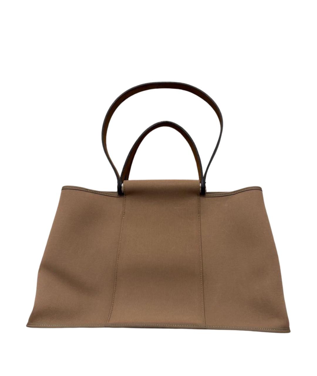 HERMES Коричневая тканевая сумка тоут, фото 1