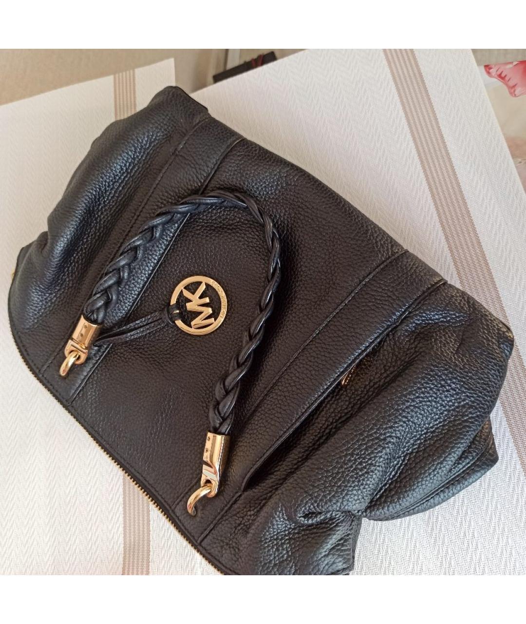 MICHAEL KORS Черная кожаная сумка тоут, фото 6