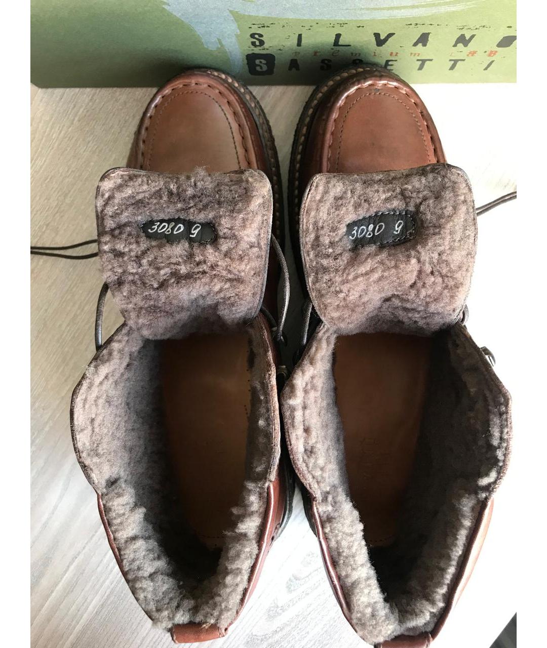 SILVANO SASSETTI Коричневые кожаные высокие ботинки, фото 7