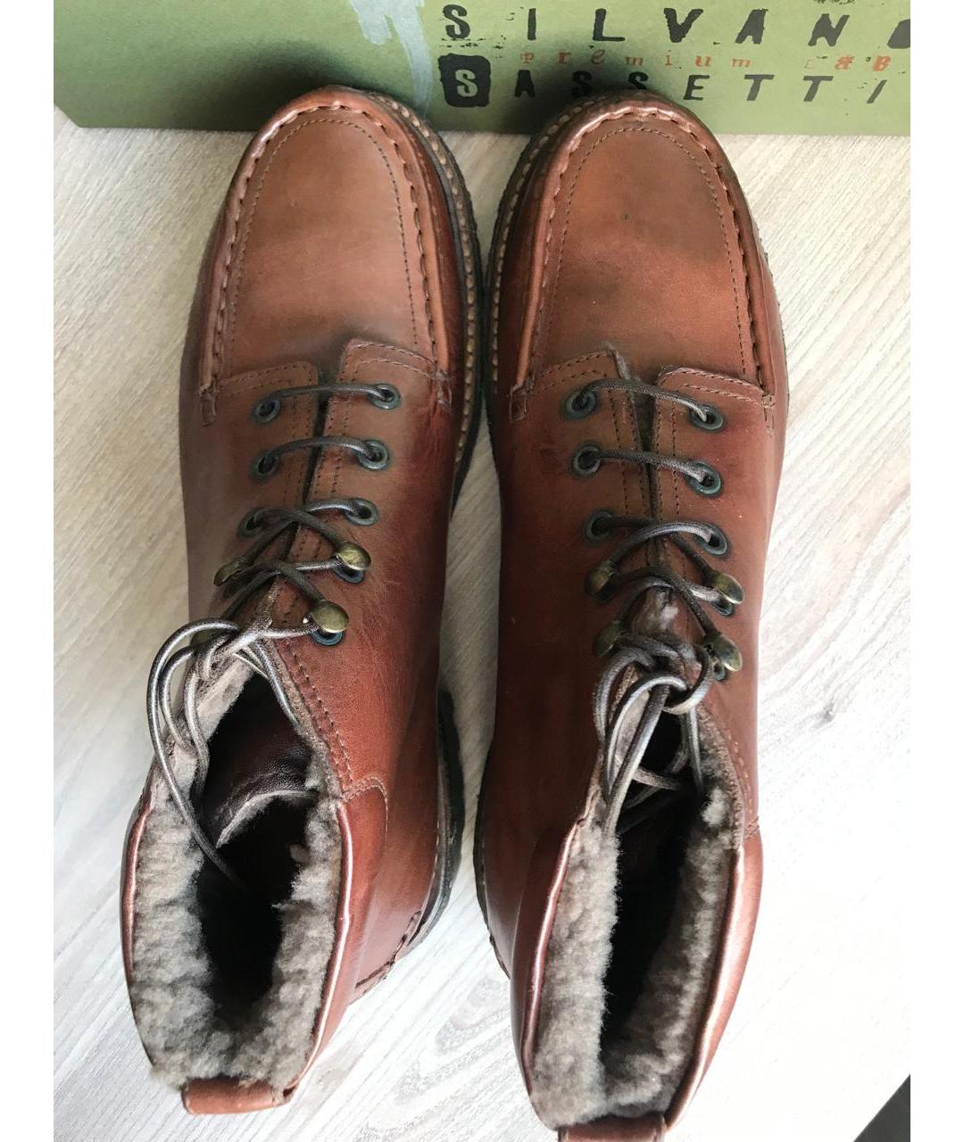 SILVANO SASSETTI Коричневые кожаные высокие ботинки, фото 3