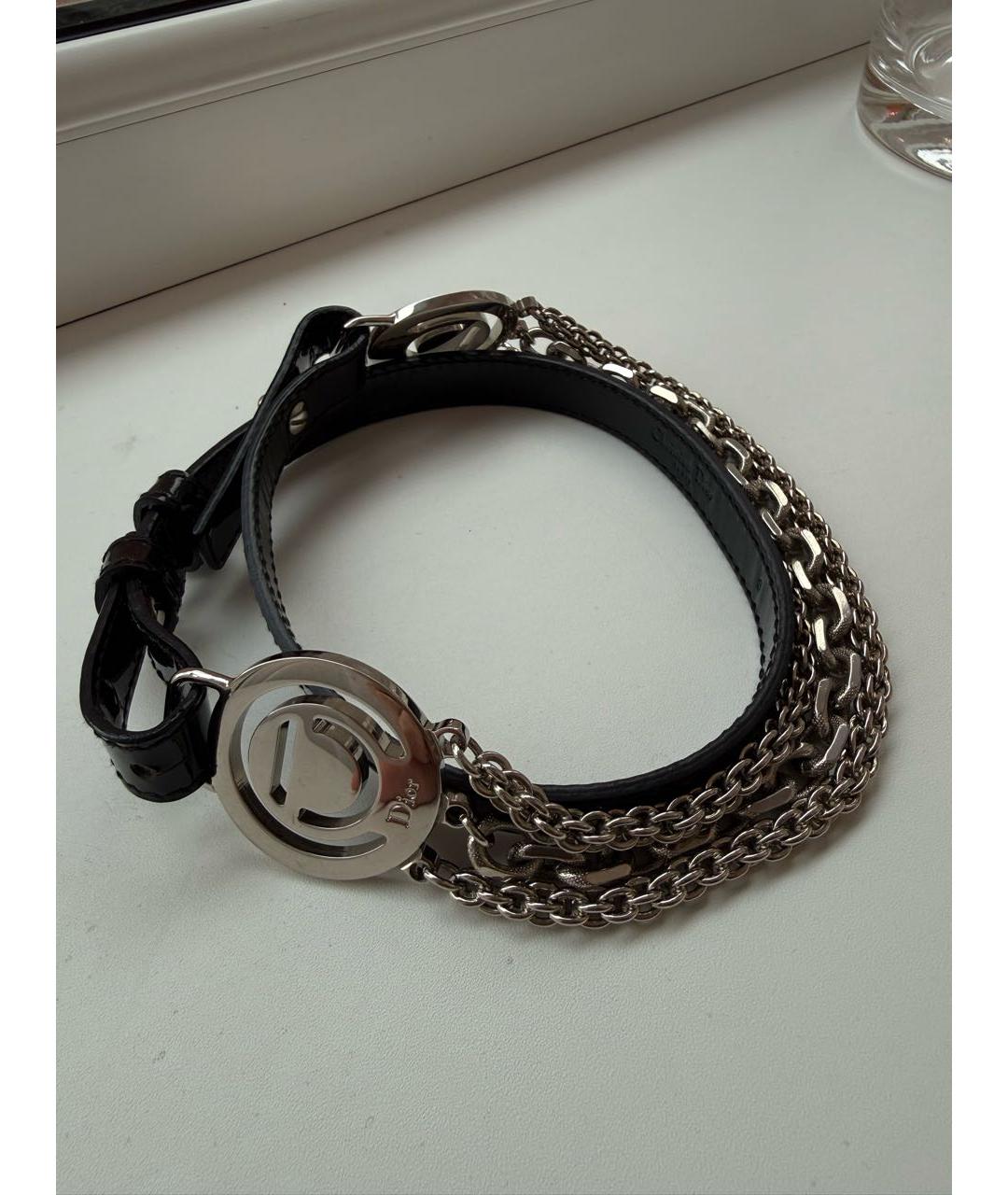 CHRISTIAN DIOR Черный ремень из лакированной кожи, фото 8