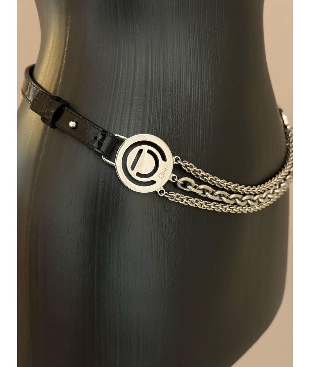 CHRISTIAN DIOR Черный ремень из лакированной кожи, фото 4