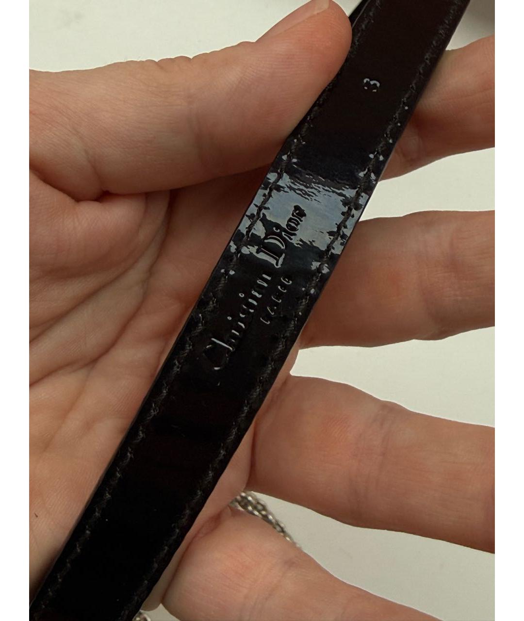 CHRISTIAN DIOR Черный ремень из лакированной кожи, фото 6