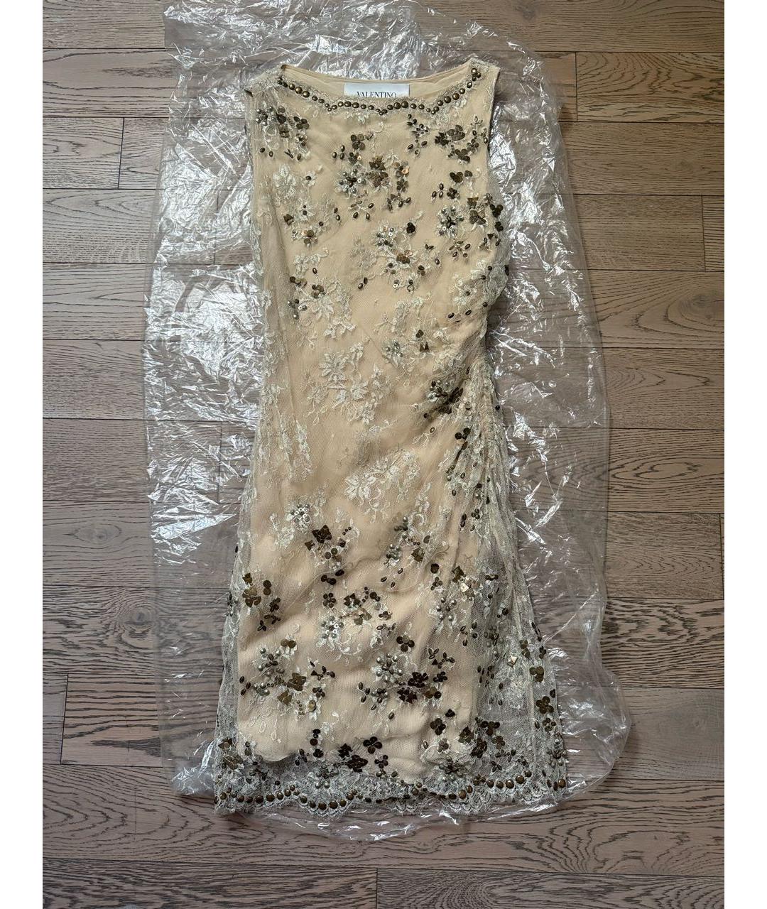 VALENTINO Бежевое полиамидовое коктейльное платье, фото 3