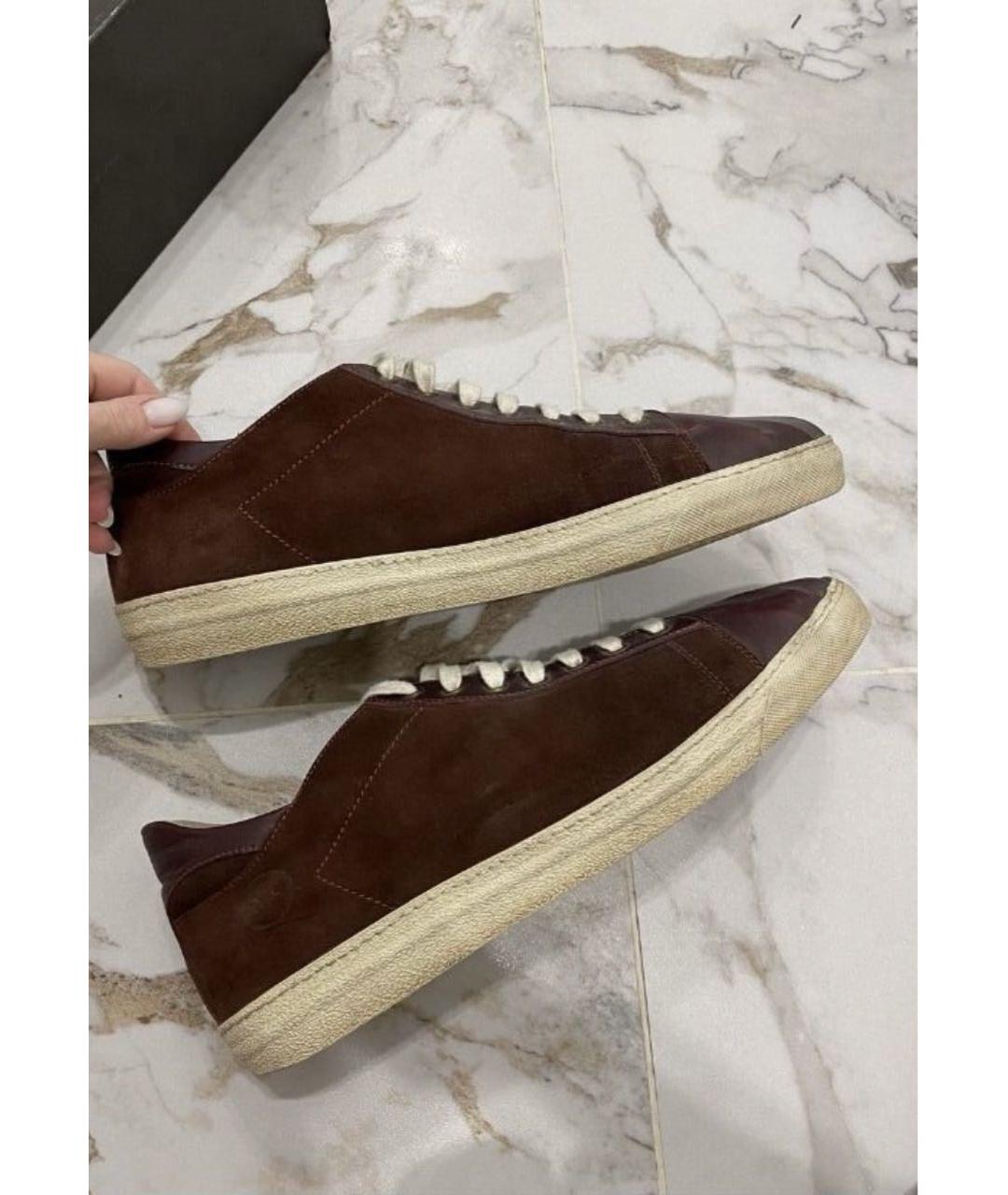 ALEXANDER MCQUEEN Бордовые замшевые низкие кроссовки / кеды, фото 9