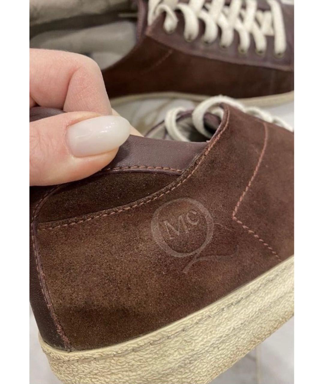 ALEXANDER MCQUEEN Бордовые замшевые низкие кроссовки / кеды, фото 7