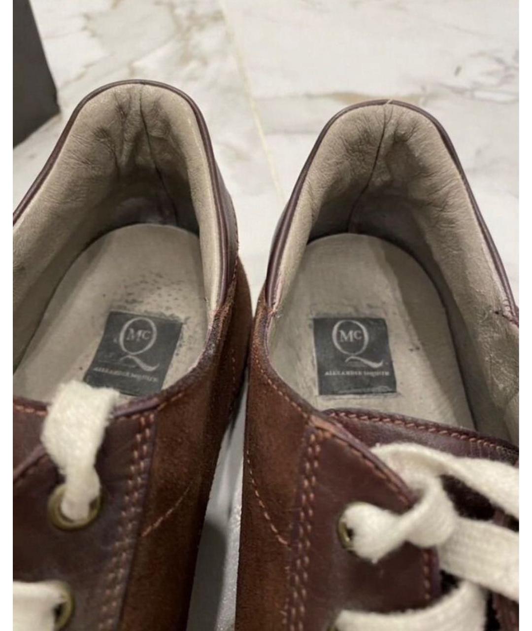 ALEXANDER MCQUEEN Бордовые замшевые низкие кроссовки / кеды, фото 6