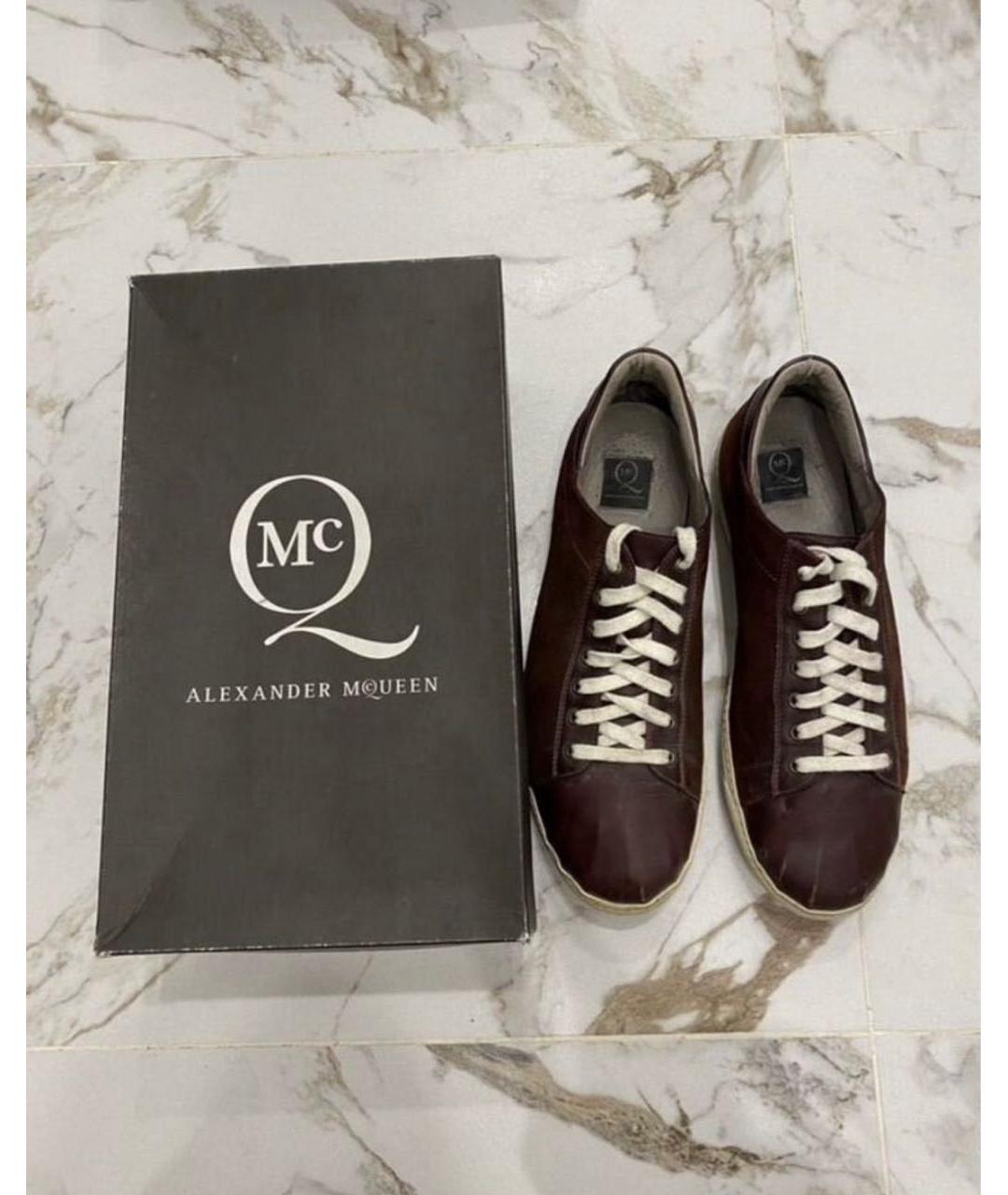 ALEXANDER MCQUEEN Бордовые замшевые низкие кроссовки / кеды, фото 2