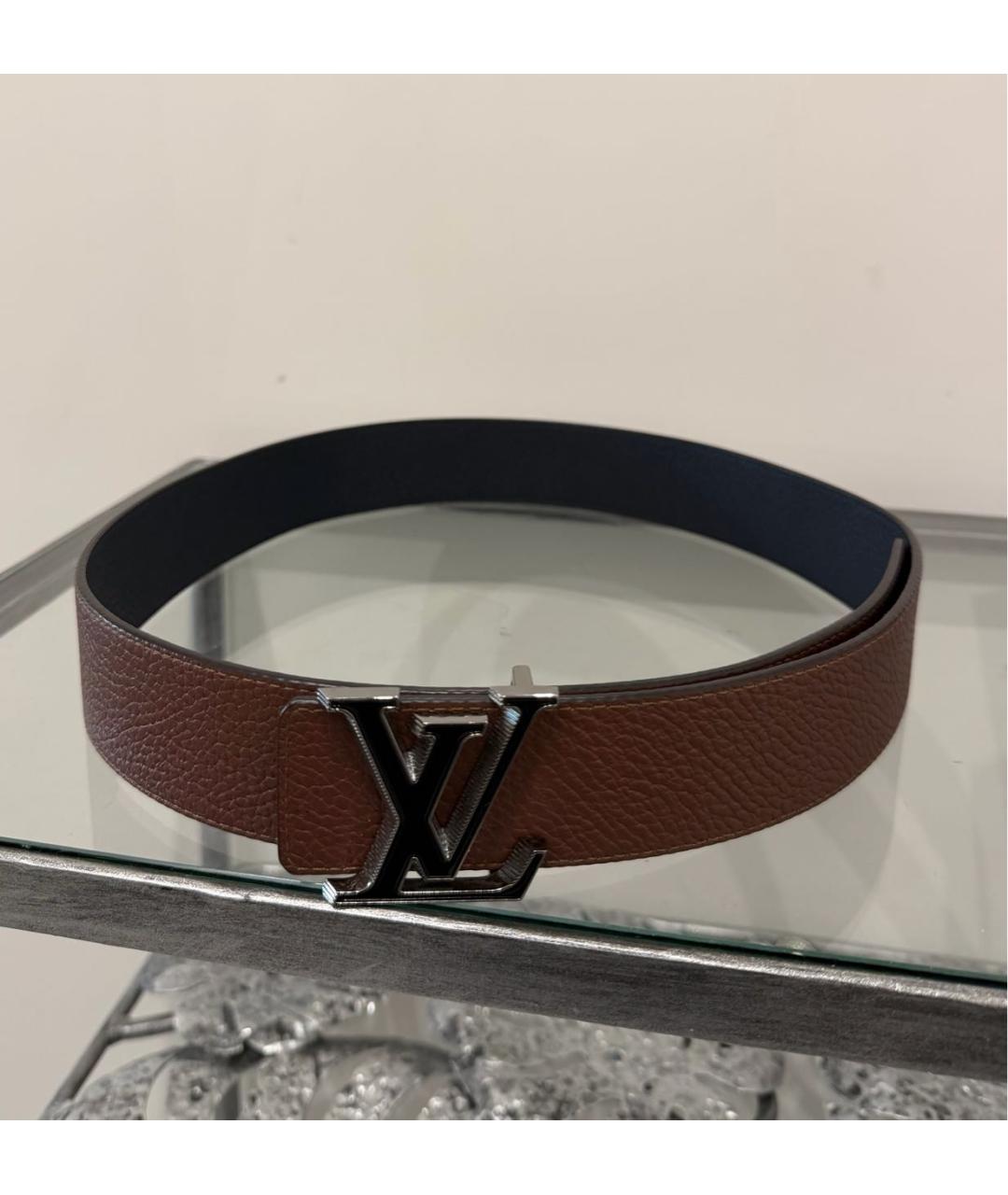 LOUIS VUITTON Темно-синий кожаный ремень, фото 4