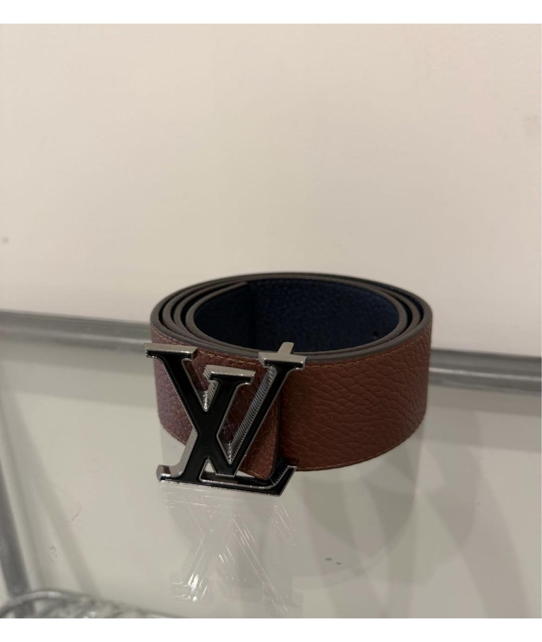 LOUIS VUITTON Темно-синий кожаный ремень, фото 3