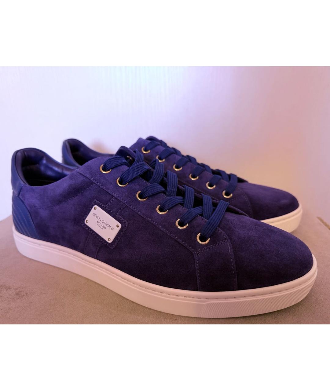 DOLCE&GABBANA Фиолетовые замшевые низкие кроссовки / кеды, фото 7