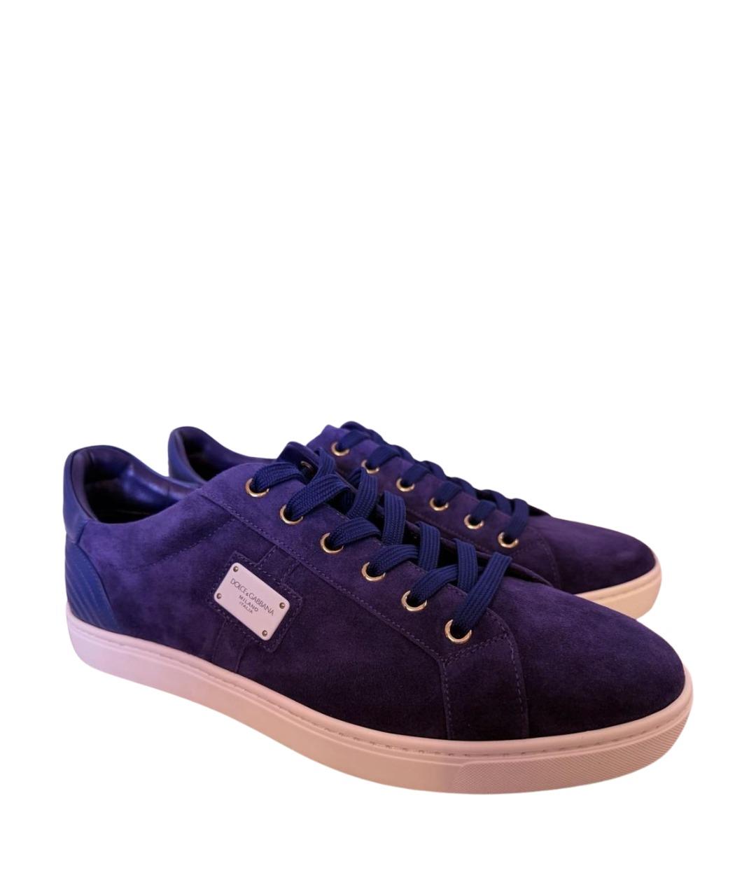 DOLCE&GABBANA Фиолетовые замшевые низкие кроссовки / кеды, фото 1