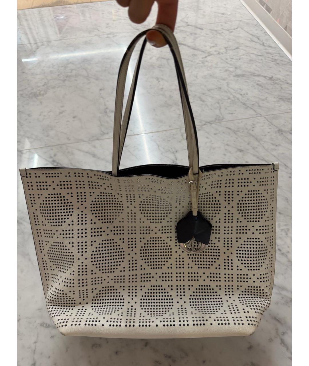 CHRISTIAN DIOR Белая кожаная сумка тоут, фото 7