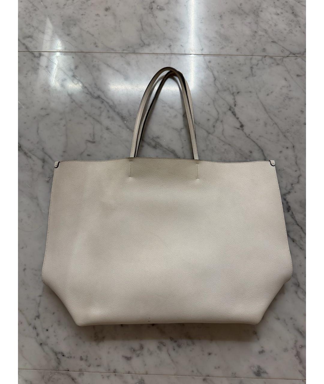 CHRISTIAN DIOR Белая кожаная сумка тоут, фото 3