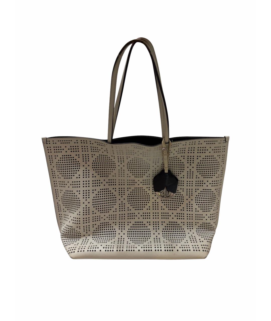 CHRISTIAN DIOR Белая кожаная сумка тоут, фото 1