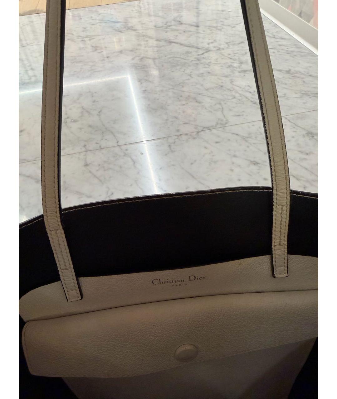 CHRISTIAN DIOR Белая кожаная сумка тоут, фото 2