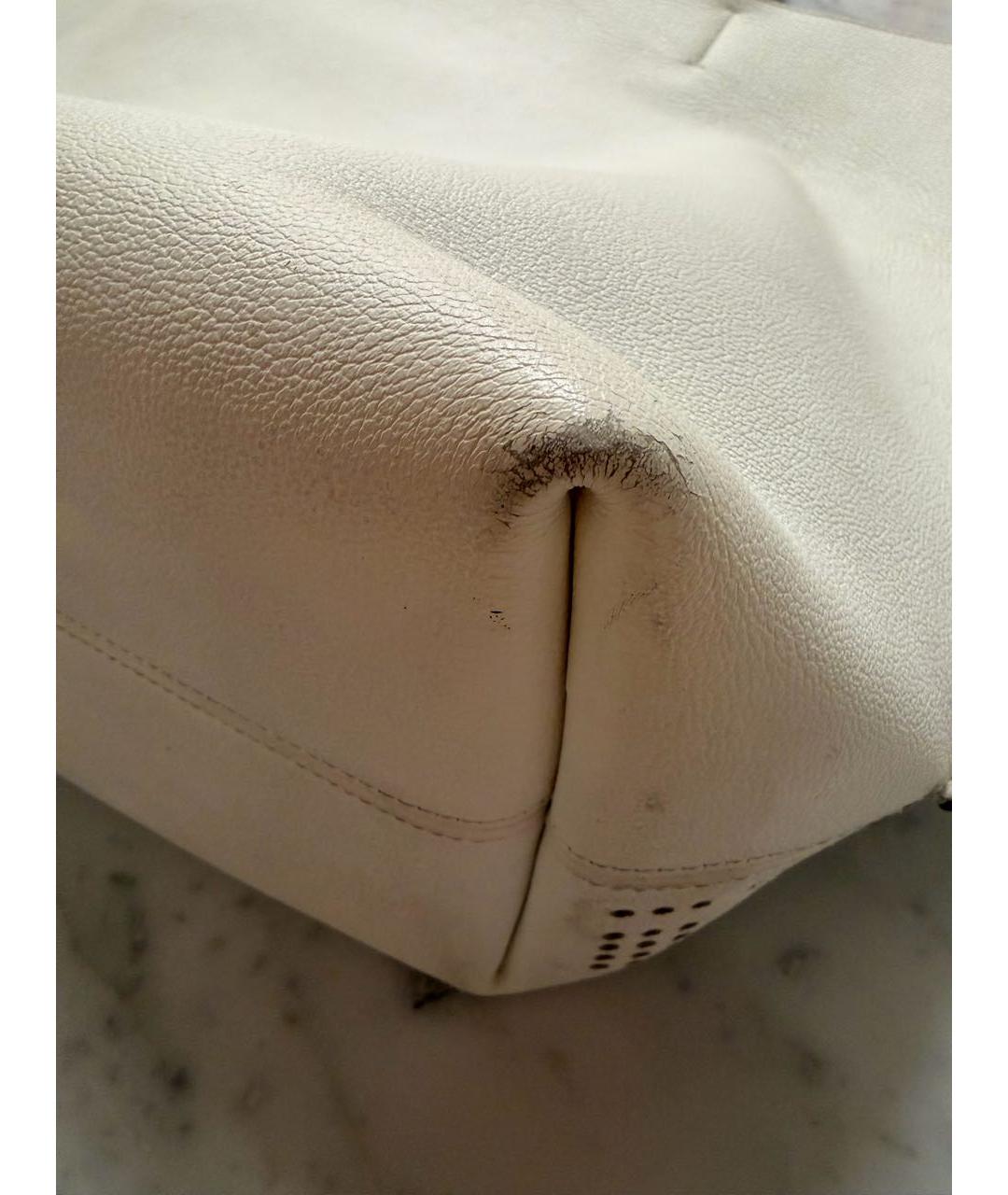 CHRISTIAN DIOR Белая кожаная сумка тоут, фото 5