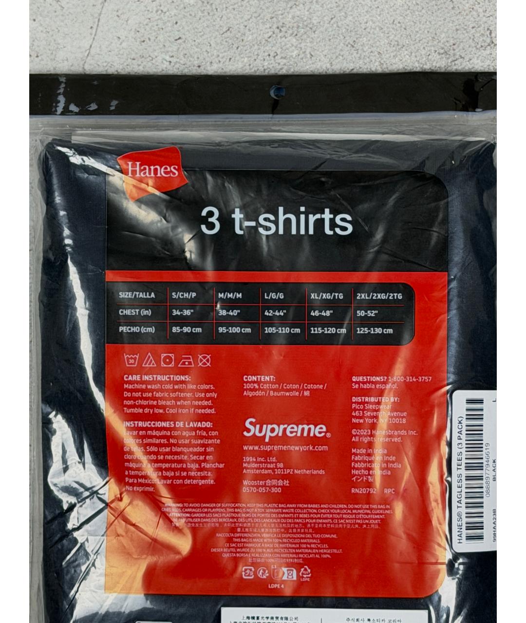 SUPREME Черная хлопковая майка, фото 4