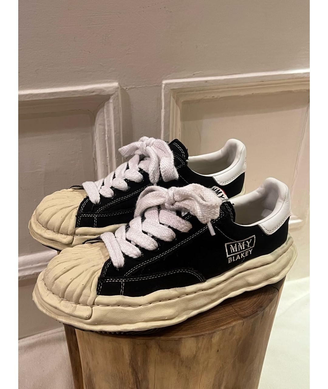 MAISON MIHARA YASUHIRO Черные текстильные низкие кроссовки / кеды, фото 2