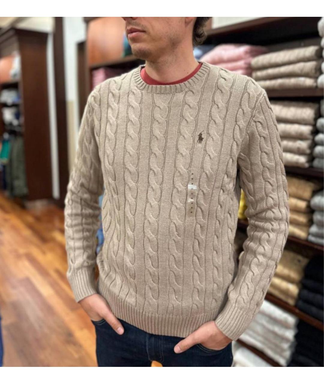 POLO RALPH LAUREN Коричневый хлопковый джемпер / свитер, фото 6