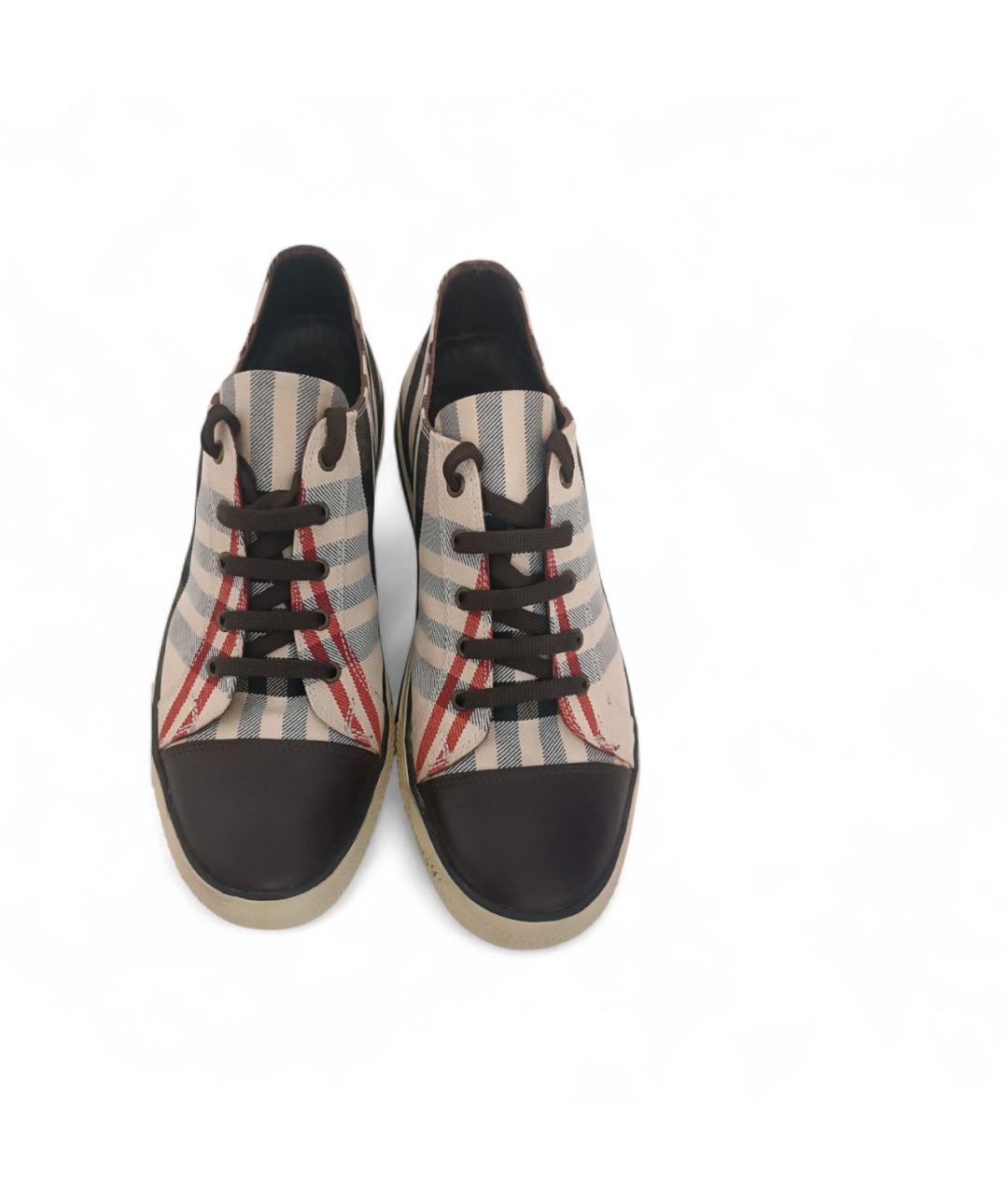 BURBERRY Бежевые кожаные низкие кроссовки / кеды, фото 8