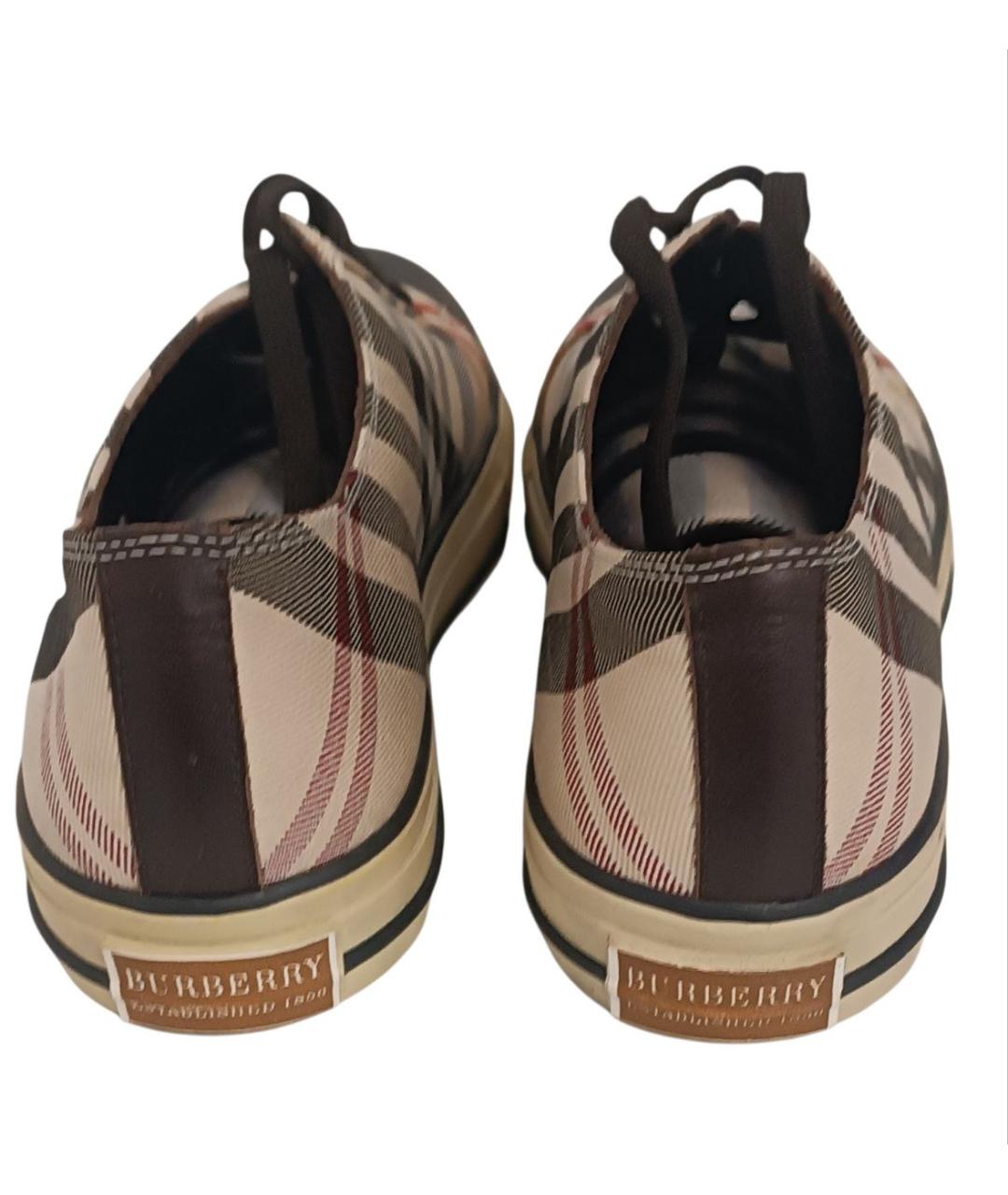 BURBERRY Бежевые кожаные низкие кроссовки / кеды, фото 4