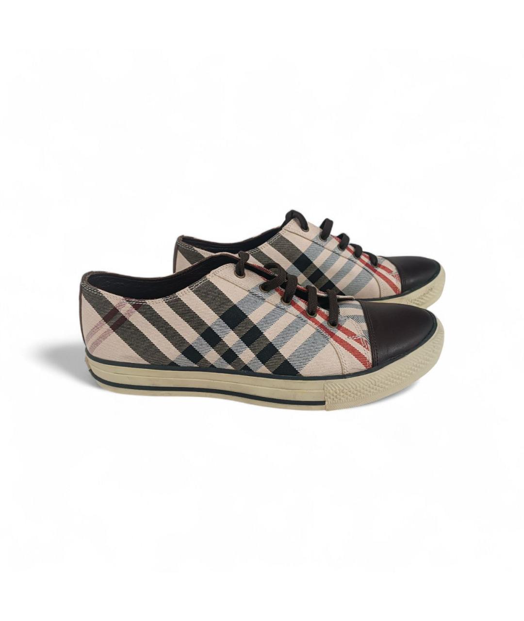 BURBERRY Бежевые кожаные низкие кроссовки / кеды, фото 7