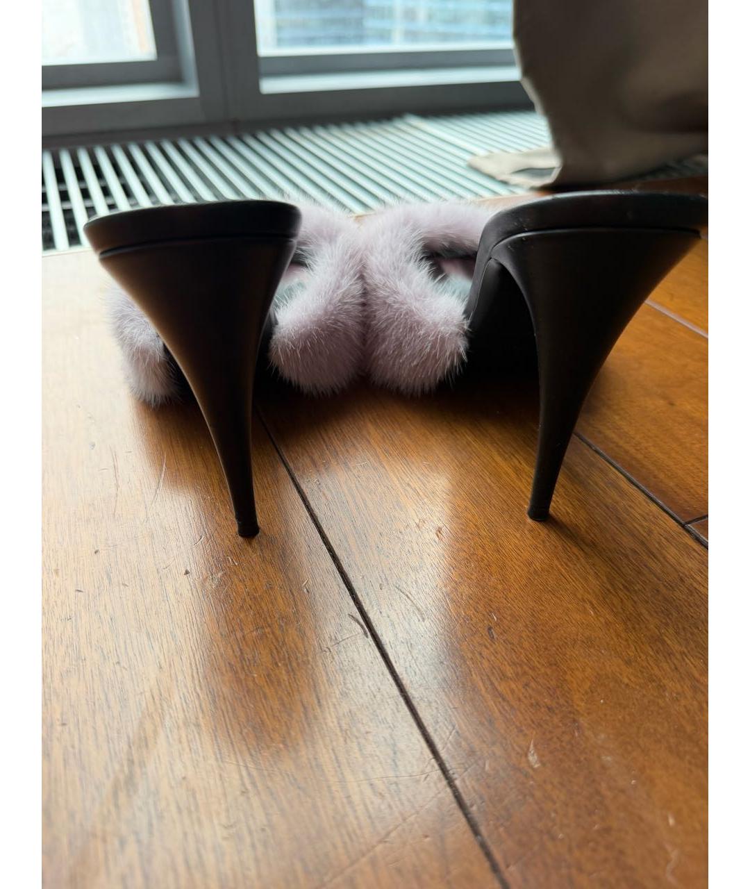 SAINT LAURENT Розовые кожаные мюли, фото 3