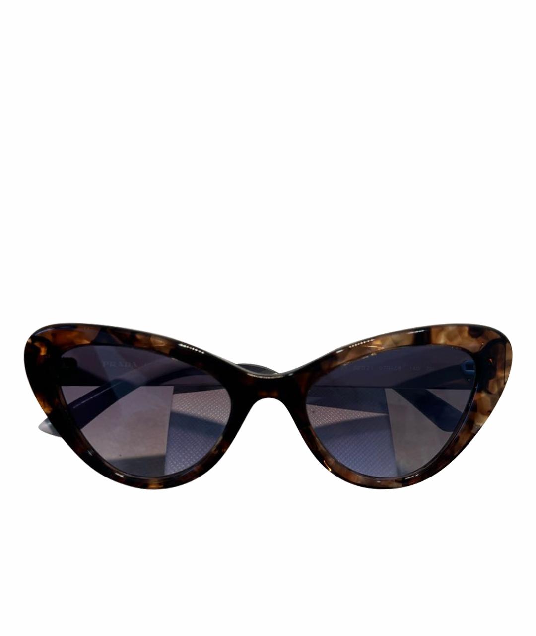 PRADA Коричневые пластиковые солнцезащитные очки, фото 1