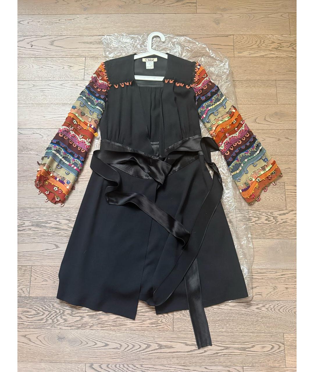 CHLOE Черное ацетатное повседневное платье, фото 5